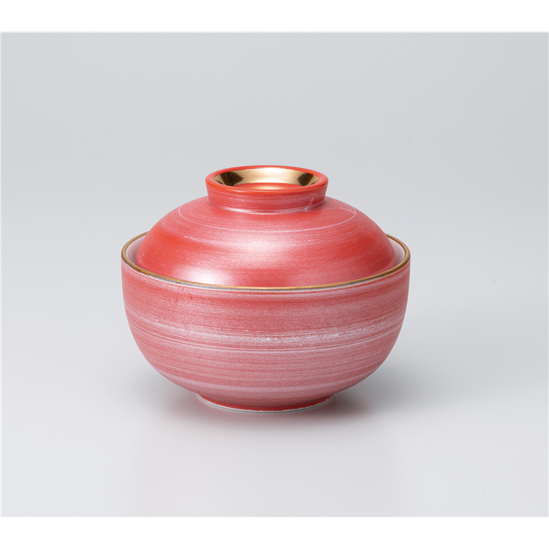 古林陶器 蓋物 赤釉銀彩刷毛 煮物碗 1117120351 1個（ご注文単位1個）【直送品】