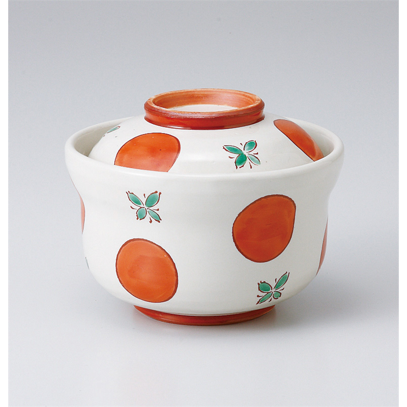古林陶器 蓋物 赤絵丸紋円菓子碗 501640251 1個（ご注文単位1個）【直送品】