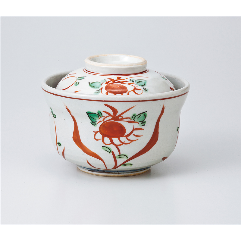 古林陶器 蓋物 赤絵花鳥円菓子碗 715120325 1個（ご注文単位1個）【直送品】