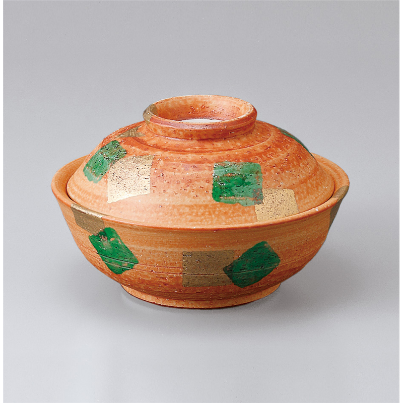 古林陶器 蓋物 金緑彩蓋向 501510125 1個（ご注文単位1個）【直送品】