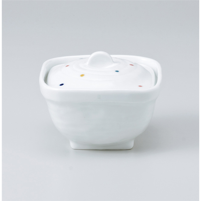 古林陶器 蓋物 彩り水玉角煮物碗 916920574 1個（ご注文単位1個）【直送品】