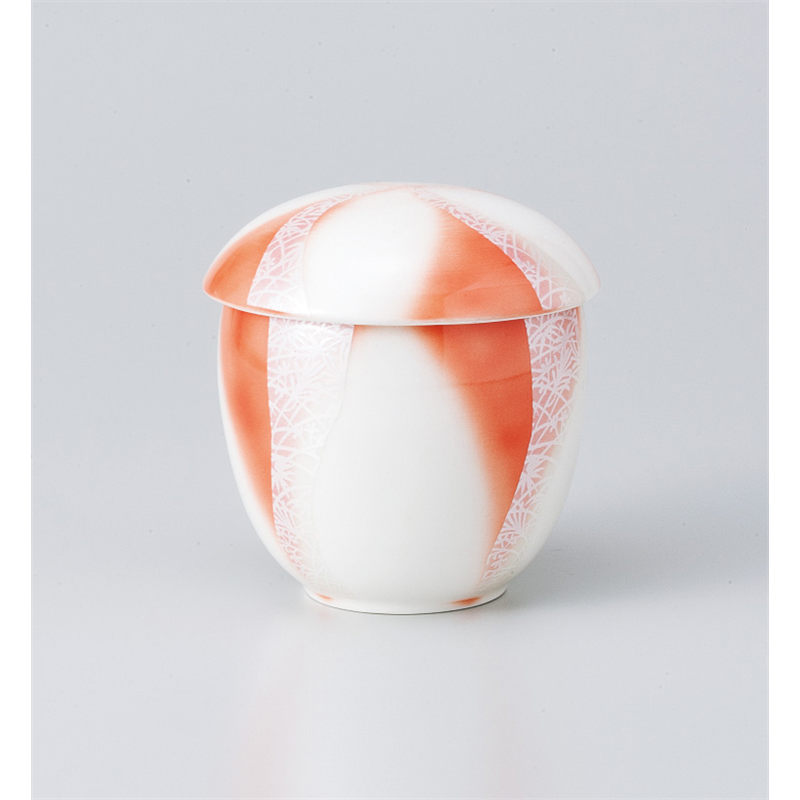古林陶器 蒸椀 銀彩オレンジ吹捻りむし碗 大 816240135 1個（ご注文単位1個）【直送品】