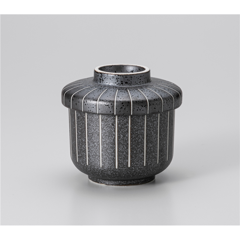 古林陶器 蒸椀 黒ハスイ十草 むし碗 1217530140 1個（ご注文単位1個）【直送品】