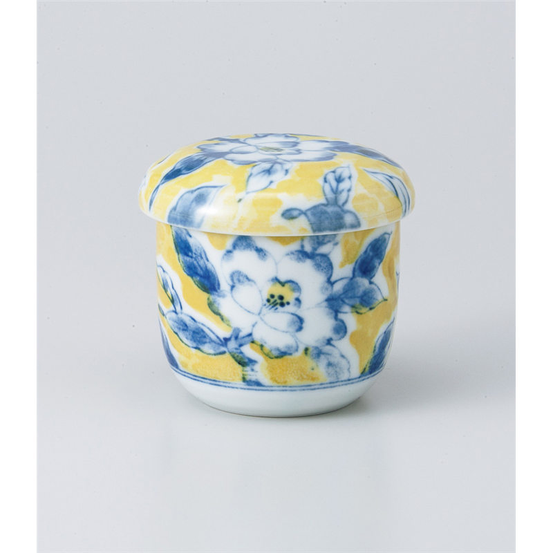 古林陶器 蒸椀 黄彩花紋 むし碗 816710554 1個（ご注文単位1個）【直送品】