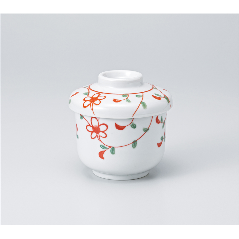 古林陶器 蒸椀 赤絵小花むし碗 1117530425 1個（ご注文単位1個）【直送品】