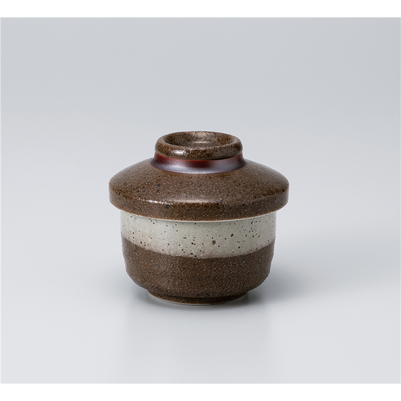 古林陶器 蒸椀 渕白ブラウンミニミニ蓋物 1117950425 1個（ご注文単位1個）【直送品】