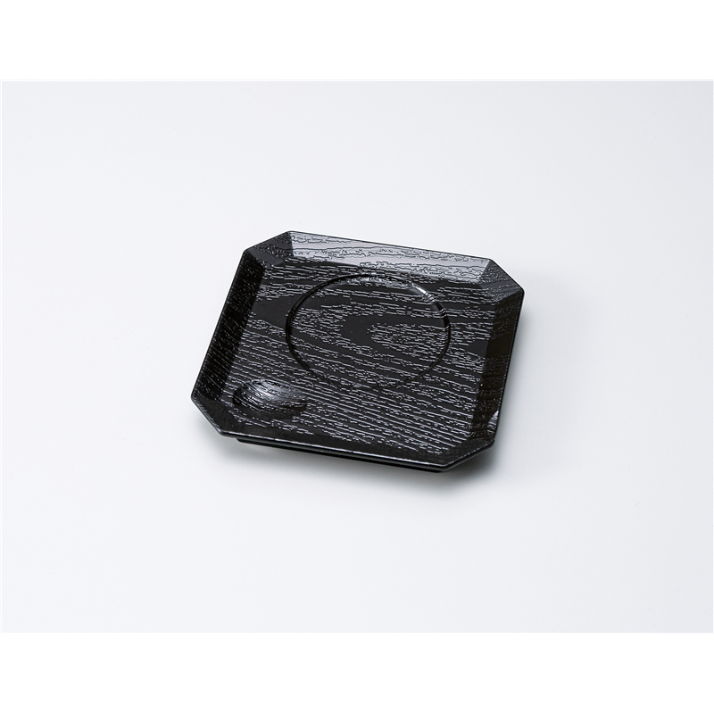 古林陶器 漆器小物 隅切木目茶碗蒸し台 黒 1316950398 1個（ご注文単位1個）【直送品】