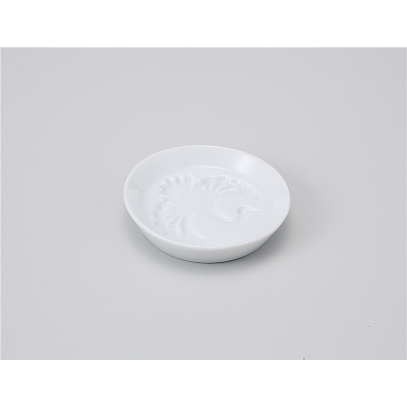 古林陶器 小皿 白磁 丸小皿 鶴 1118250426 1個（ご注文単位1個）【直送品】