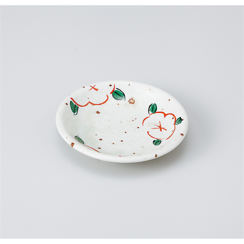 古林陶器 小皿 白イラボ赤絵花3.0玉渕皿 918920278 1個（ご注文単位1個）【直送品】