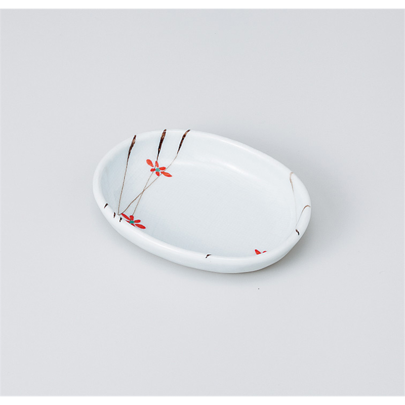 古林陶器 小皿 青磁花散らし楕円小皿 919260447 1個（ご注文単位1個）【直送品】