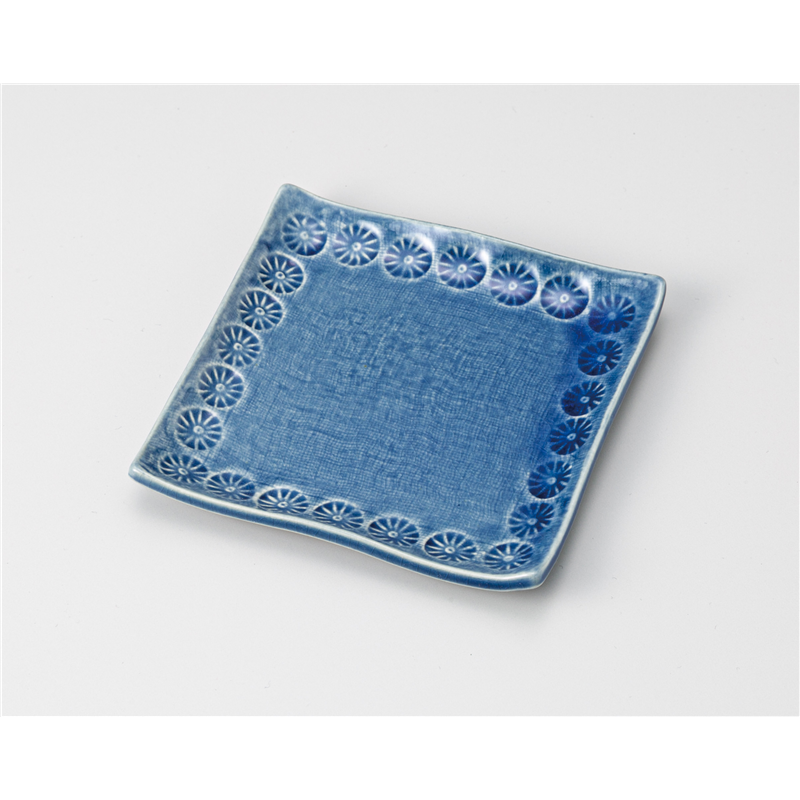 古林陶器 小皿 印花 角小皿ブルー 1218810178 1個（ご注文単位1個）【直送品】