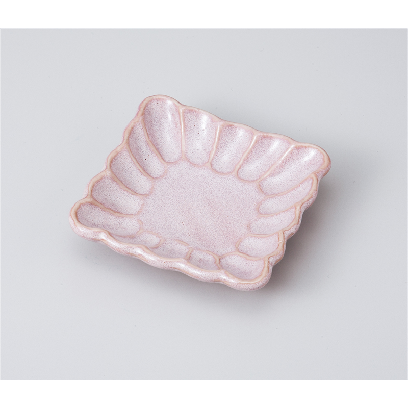 古林陶器 小皿 ピンクうのふ菊華角小皿 1019430251 1個（ご注文単位1個）【直送品】