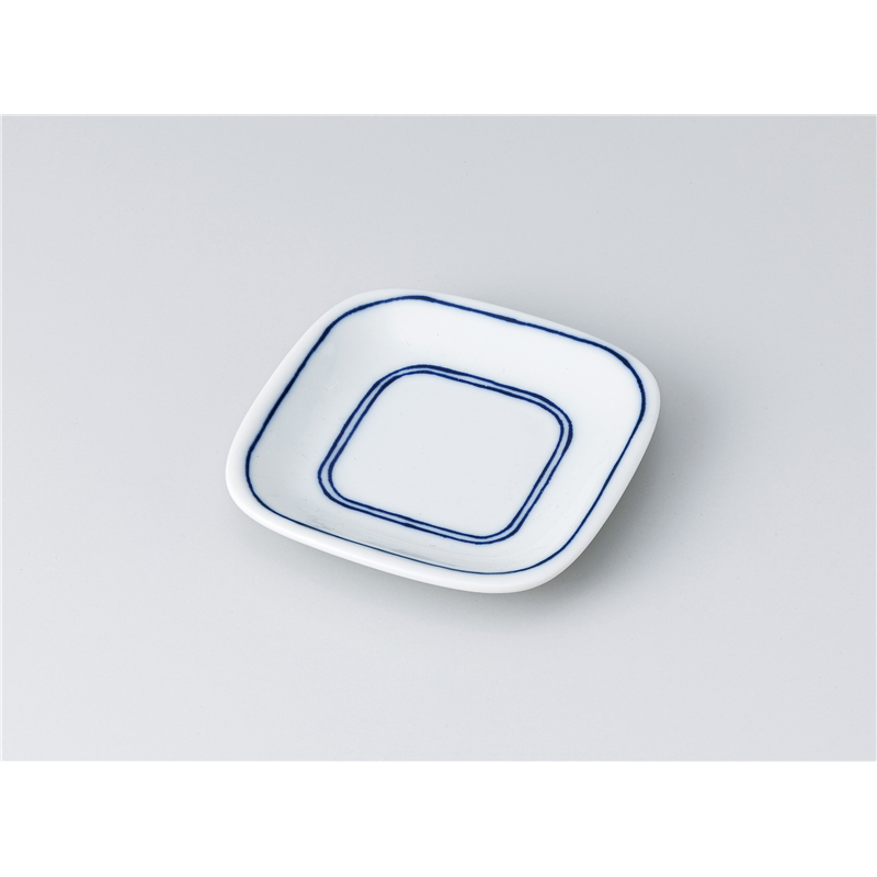 古林陶器 小皿 コマド(二本線) 四角豆皿 1317650401 1個（ご注文単位1個）【直送品】