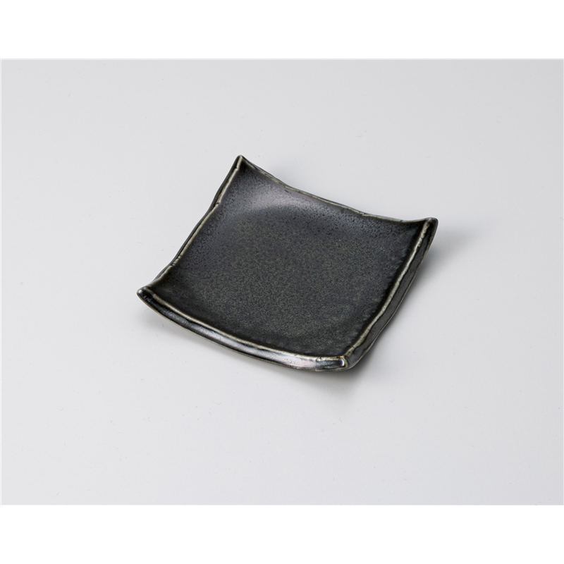 古林陶器 小皿 黒マットちぎり四方上9cm角小皿 1218940126 1個（ご注文単位1個）【直送品】