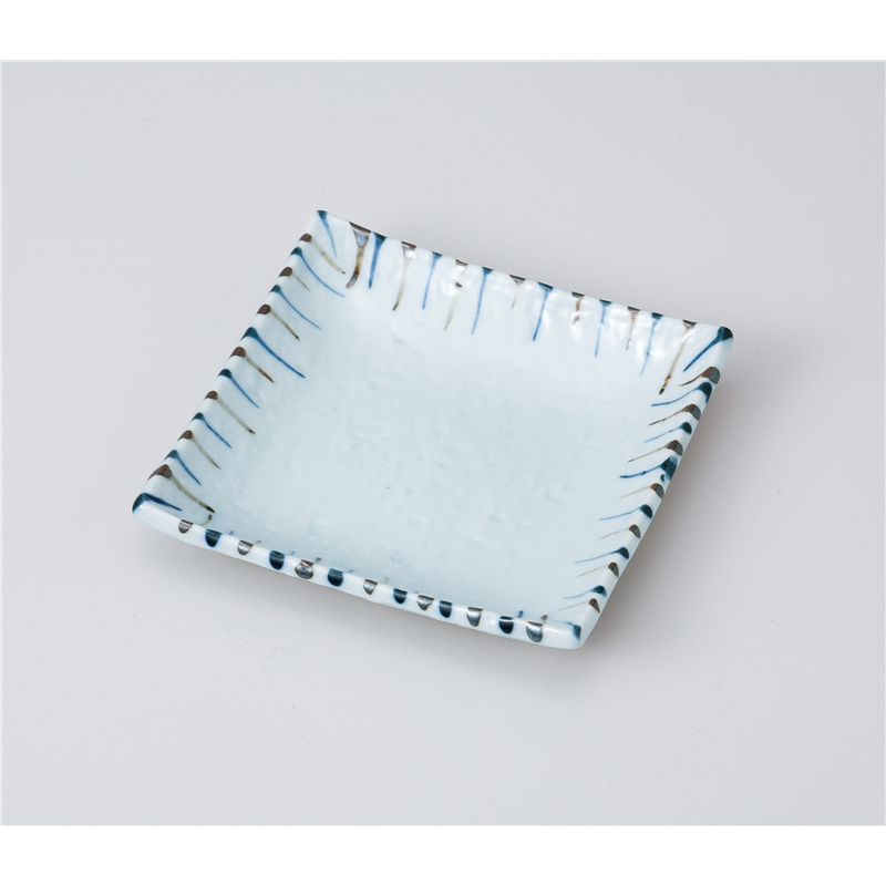 古林陶器 小皿 荒目青磁二色十草正角小皿 1019440270 1個（ご注文単位1個）【直送品】