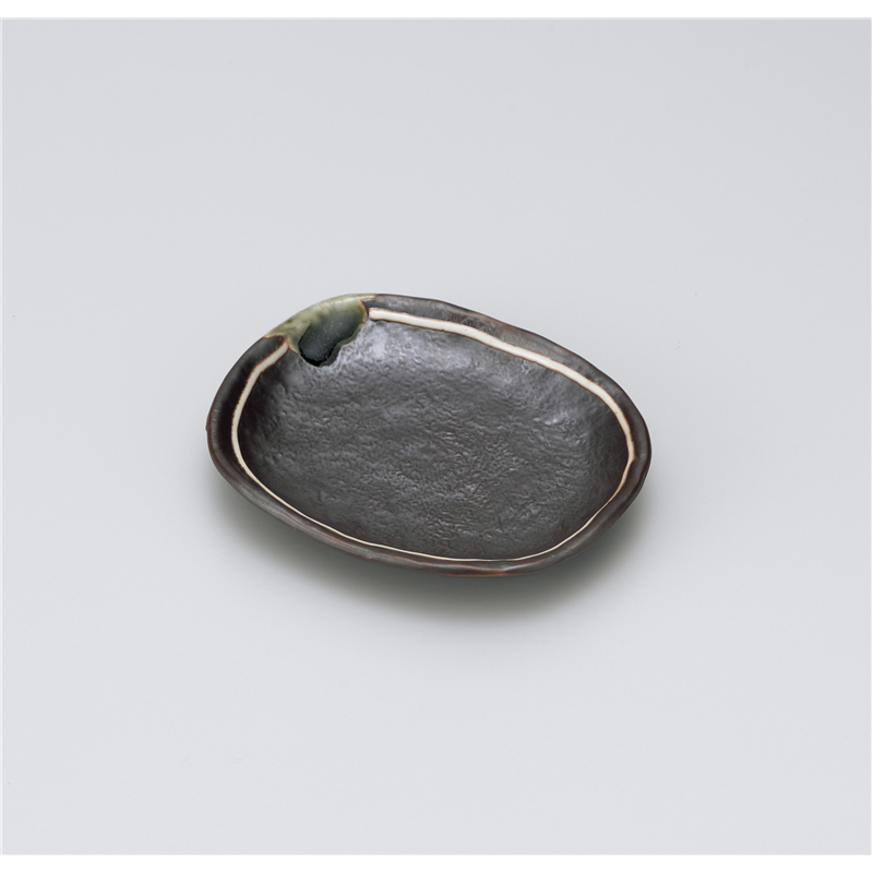 古林陶器 小皿 鉄釉ライン小判小皿 1317760179 1個（ご注文単位1個）【直送品】