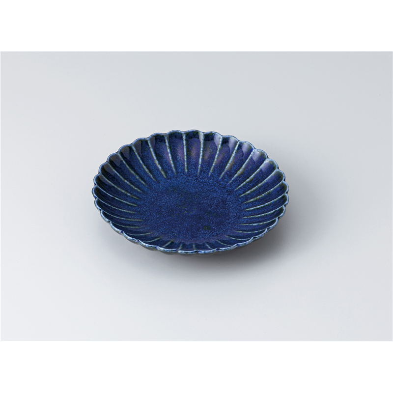 古林陶器 和皿(丸) 菊型ルリ14cm皿 1317820152 1個（ご注文単位1個）【直送品】