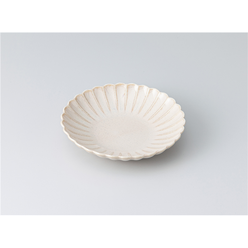 古林陶器 和皿(丸) 菊型白うのふ14cm皿 1317820252 1個（ご注文単位1個）【直送品】