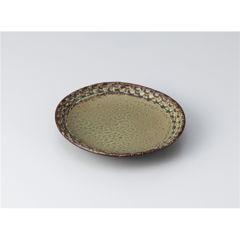 古林陶器 和皿(丸) 市松取皿 緑伊羅保 1317960115 1個（ご注文単位1個）【直送品】