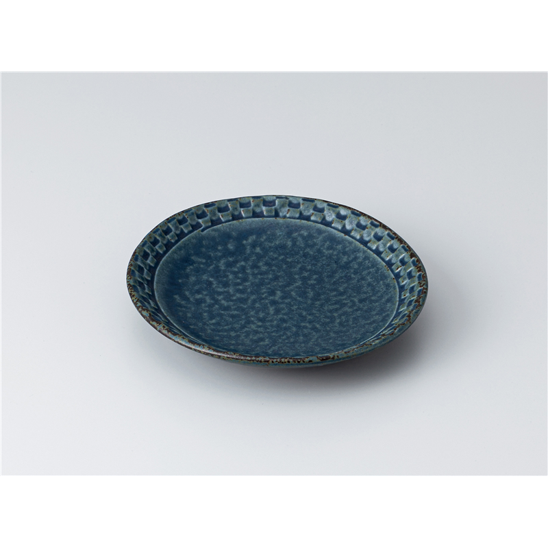 古林陶器 和皿(丸) 市松取皿 青伊羅保 1317960215 1個（ご注文単位1個）【直送品】