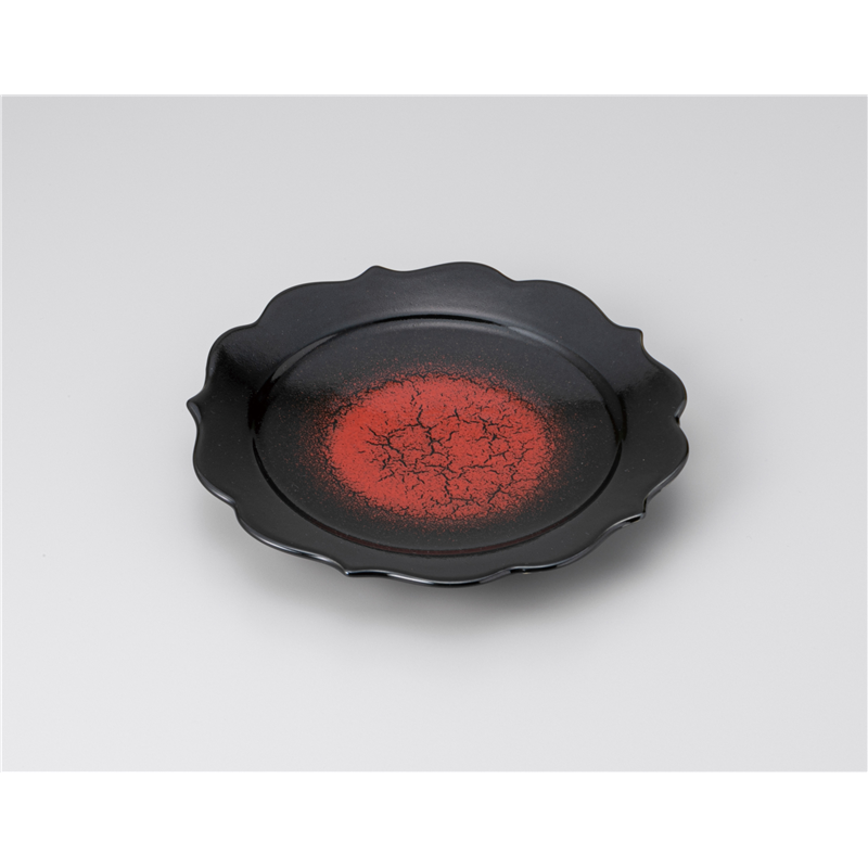 古林陶器 和皿(丸) Ryoka(稜花)黒紅18.5cm皿 1219210135 1個（ご注文単位1個）【直送品】