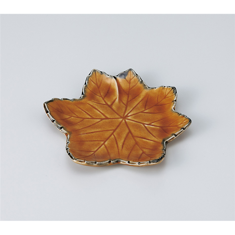 古林陶器 和皿(丸) もみじ銘々皿(茶) 919650279 1個（ご注文単位1個）【直送品】