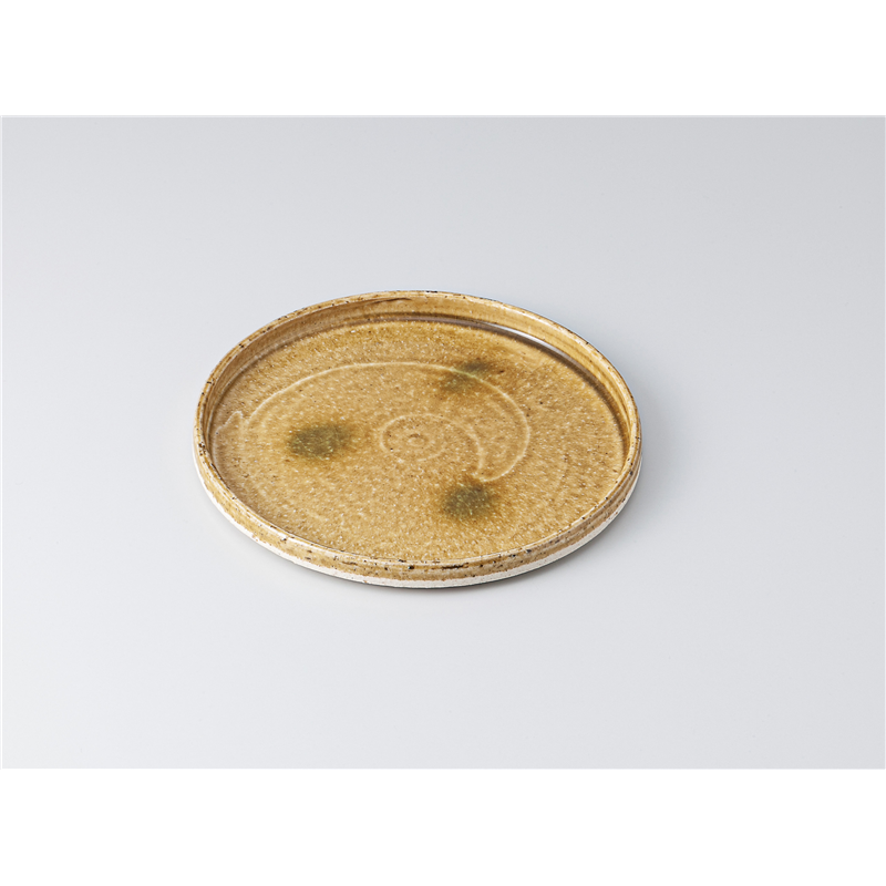 古林陶器 和皿(丸) ビードロ吹きオリベ16.5cm切立プレート 1318410425 1個（ご注文単位1個）【直送品】