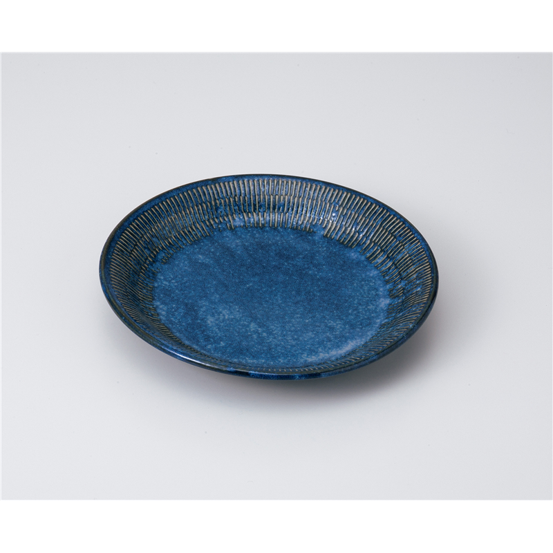 古林陶器 和皿(丸) 窯変紺トチリ16cmプレート 1020160411 1個（ご注文単位1個）【直送品】