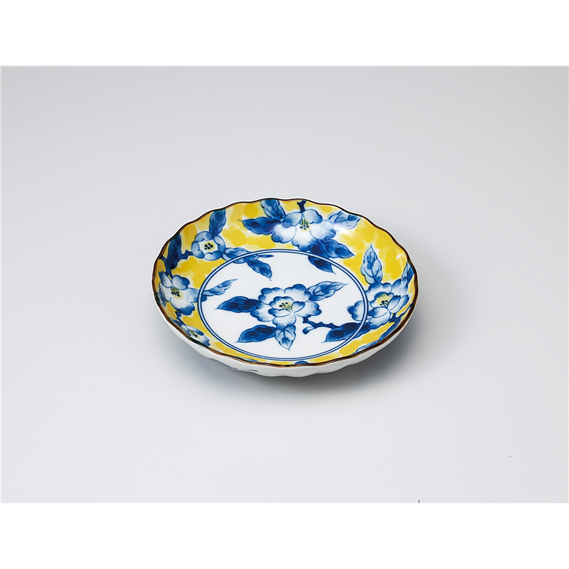 古林陶器 和皿(丸) 黄彩花紋菊型5.0皿 1120550141 1個（ご注文単位1個）【直送品】