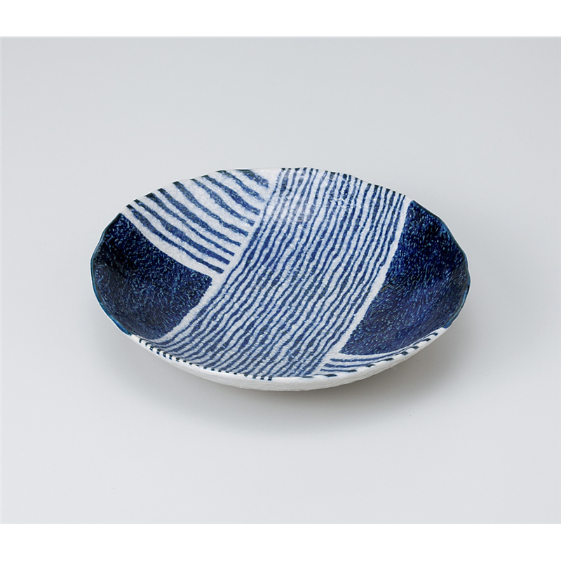 古林陶器 和皿(丸) ゴス染ストライプ6.0多用皿 920350678 1個（ご注文単位1個）【直送品】