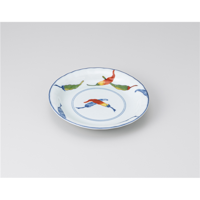 古林陶器 和皿(丸) 染錦唐辛子5.0皿 1219950615 1個（ご注文単位1個）【直送品】