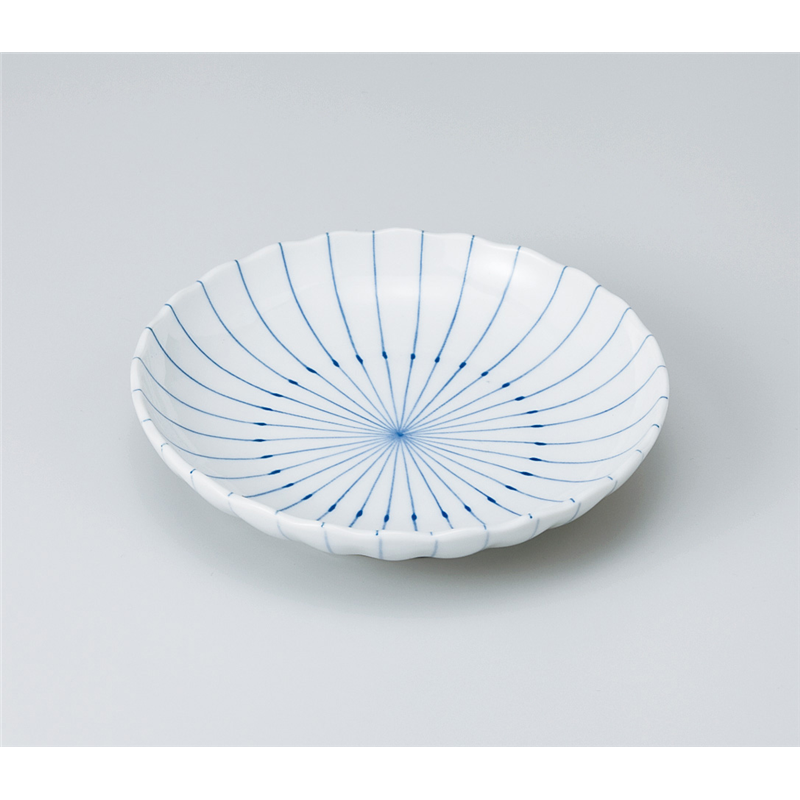 古林陶器 和皿(丸) ピンストライプ菊型5.0皿 920250111 1個（ご注文単位1個）【直送品】
