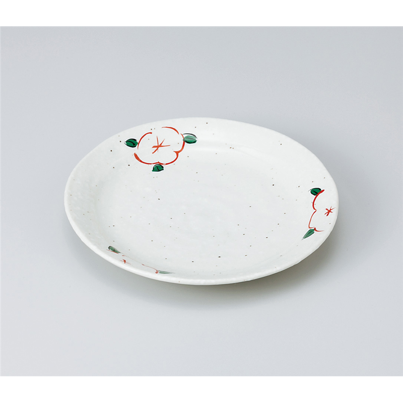 古林陶器 和皿(丸) 雪粉引赤絵花5.0丸皿 920241074 1個（ご注文単位1個）【直送品】