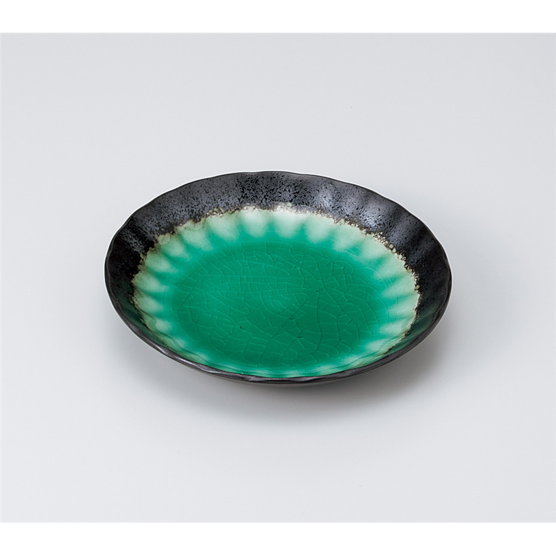 古林陶器 和皿(丸) 深海グリ-ン菊型5.0皿 919950447 1個（ご注文単位1個）【直送品】