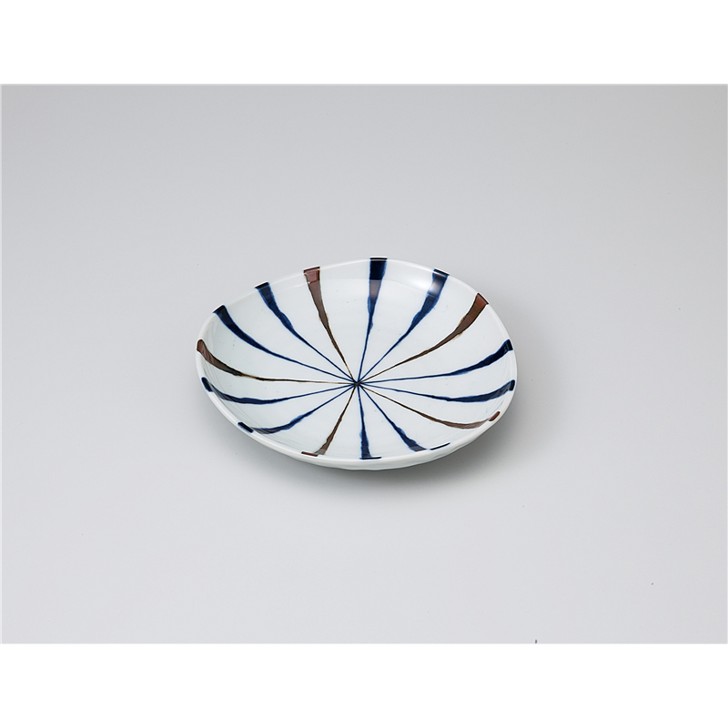 古林陶器 和皿(丸) 藍十草三角5.0皿 1119930735 1個（ご注文単位1個）【直送品】