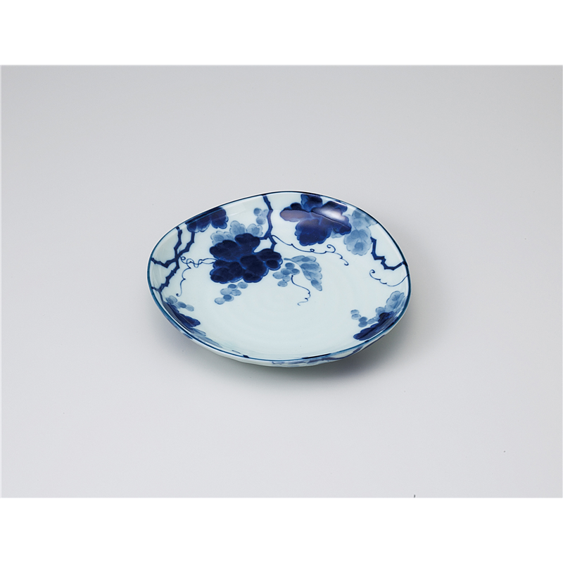 古林陶器 和皿(丸) 藍染ぶどう三角5.0皿 1119930435 1個（ご注文単位1個）【直送品】