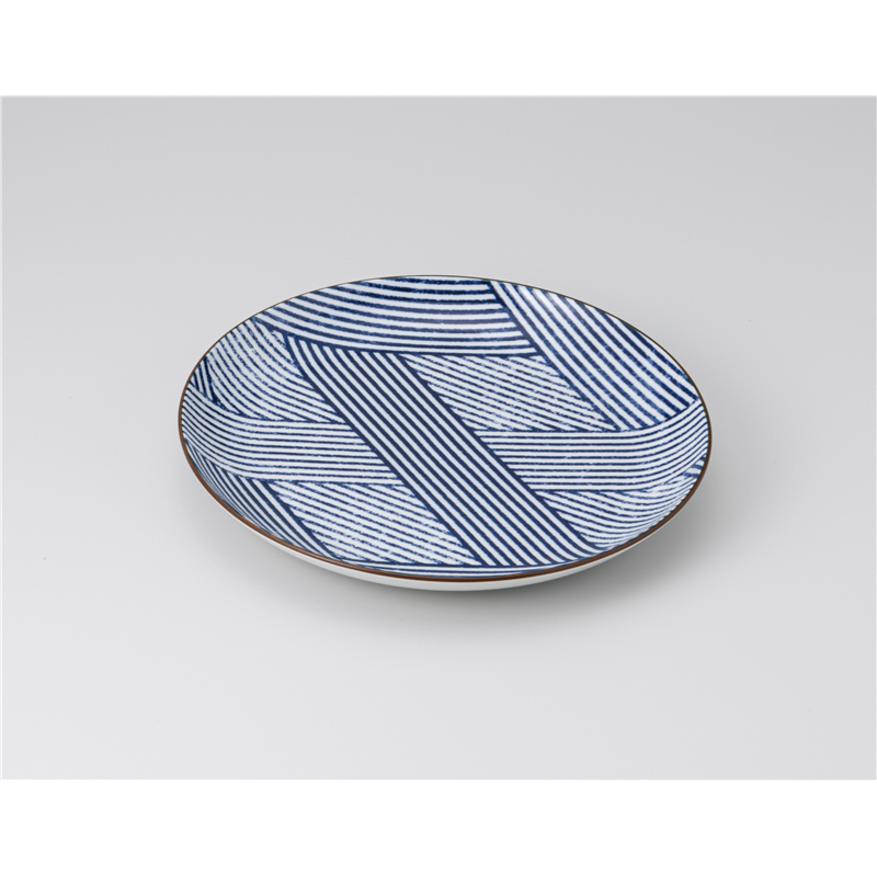 古林陶器 和皿(丸) 縞格子7.0皿 1220250708 1個（ご注文単位1個）【直送品】
