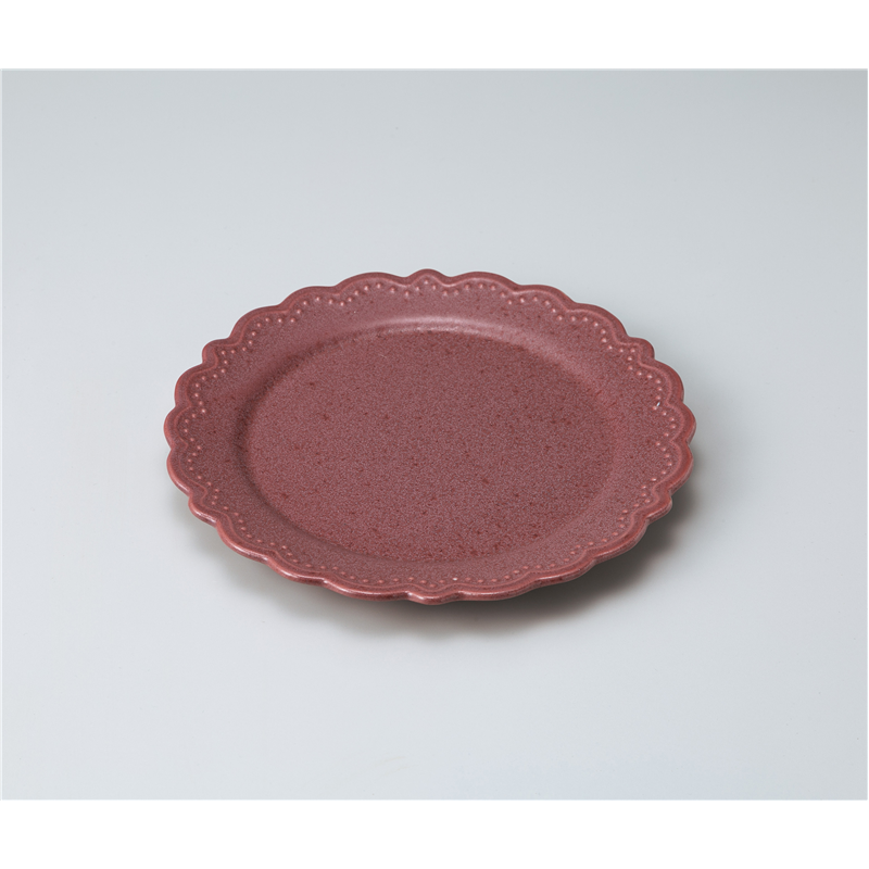 古林陶器 和皿(丸) ワイン釉レリーフ中皿 1220320405 1個（ご注文単位1個）【直送品】