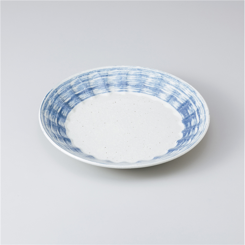 古林陶器 和皿(丸) 青刷毛目しのぎ8.0皿 1021740711 1個（ご注文単位1個）【直送品】