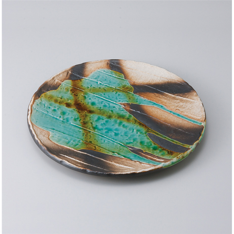 古林陶器 和皿(丸) 手造り黒だすき織部かけ8.0皿 519650435 1個（ご注文単位1個）【直送品】