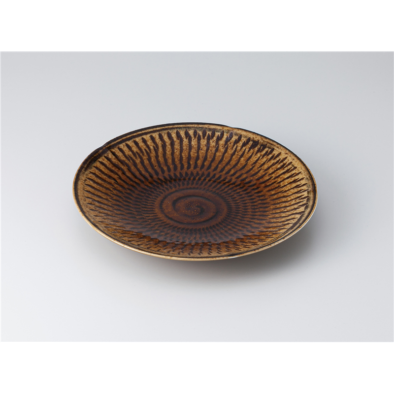 古林陶器 和皿(丸) 飛び鉋(アメ)8.0皿 1319530235 1個（ご注文単位1個）【直送品】