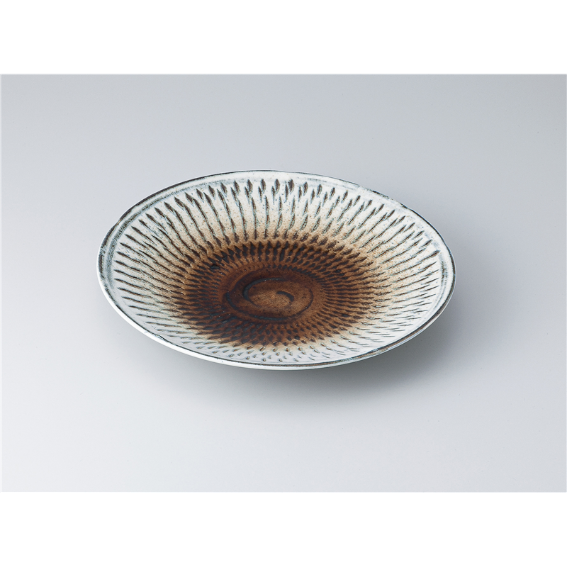 古林陶器 和皿(丸) 飛び鉋(白)8.0皿 1319530335 1個（ご注文単位1個）【直送品】