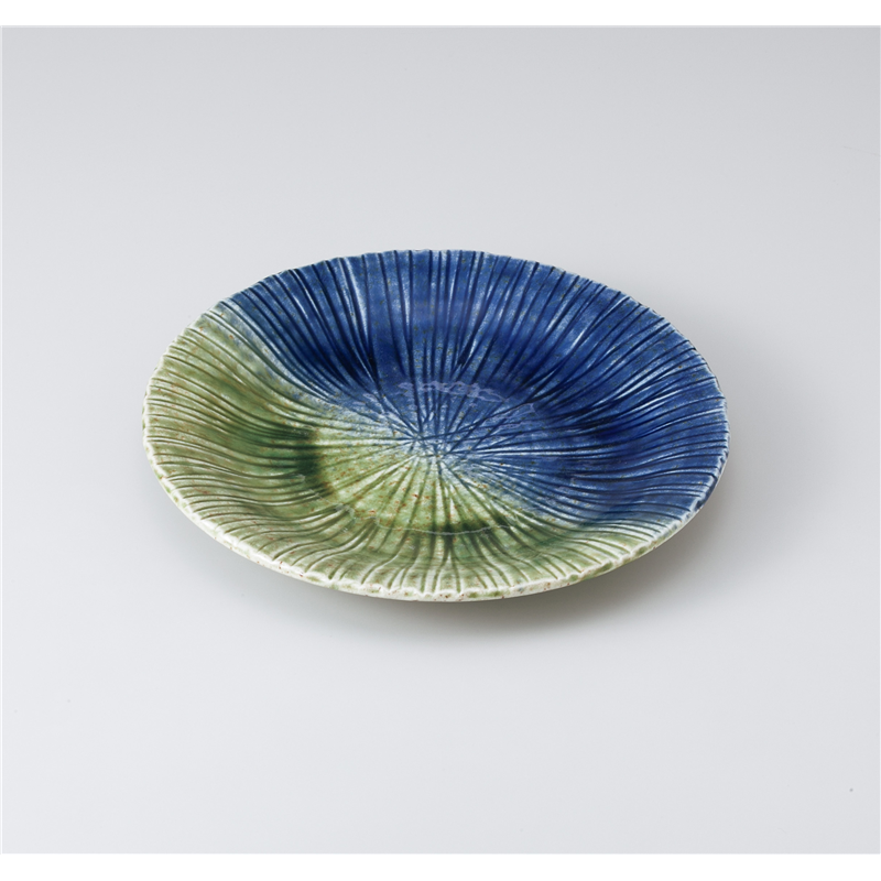 古林陶器 和皿(丸) 二色流し彫十草大皿 1021410335 1個（ご注文単位1個）【直送品】