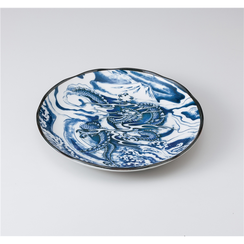 古林陶器 和皿(丸) ドラゴン8.0皿 紺 1021340101 1個（ご注文単位1個）【直送品】