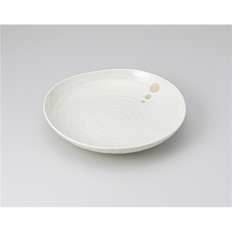 古林陶器 和皿(丸) 白ドット 三角 8.0皿 1220550340 1個（ご注文単位1個）【直送品】