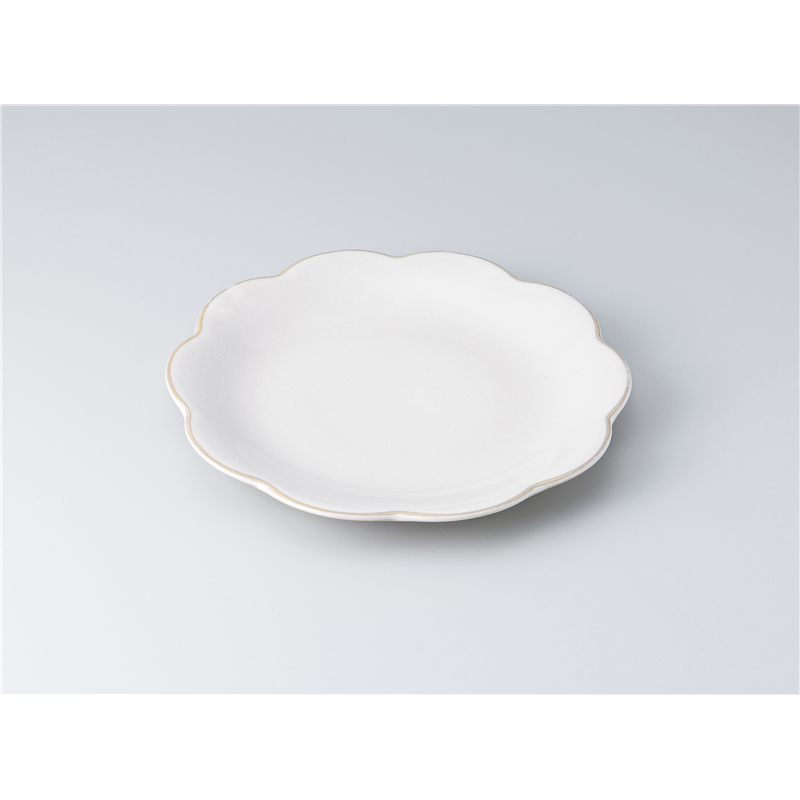 古林陶器 和皿(丸) 白うのふ 花型プレート24c 1319940331 1個（ご注文単位1個）【直送品】