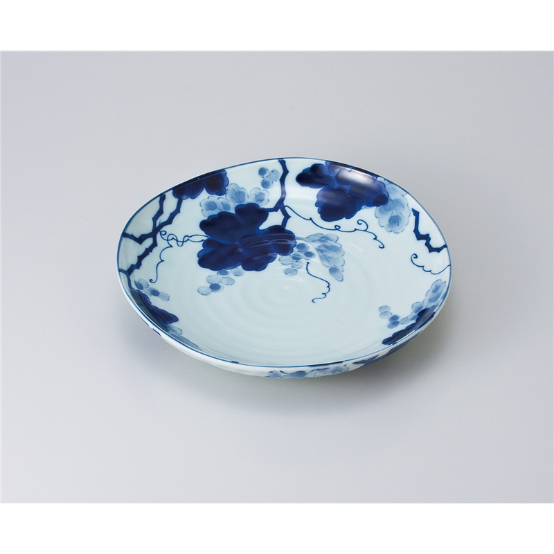 古林陶器 和皿(丸) 藍染ぶどう 三角8.0皿 619950235 1個（ご注文単位1個）【直送品】
