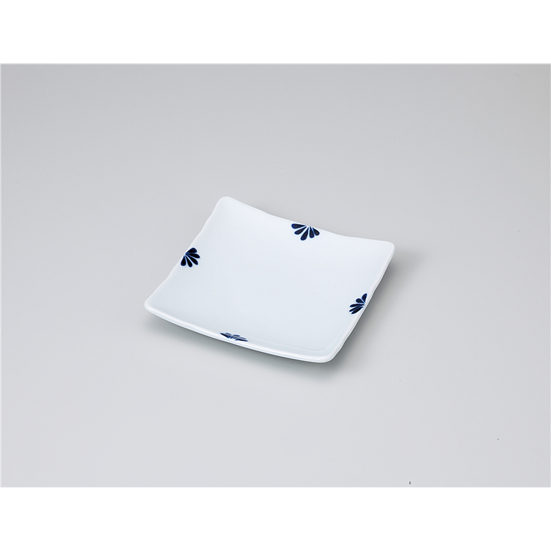 古林陶器 和皿(角) 小花 青 正角銘々皿 1120010378 1個（ご注文単位1個）【直送品】