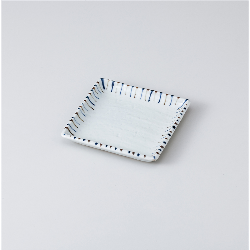 古林陶器 和皿(角) 荒目青磁二色十草四角皿 1020660270 1個（ご注文単位1個）【直送品】