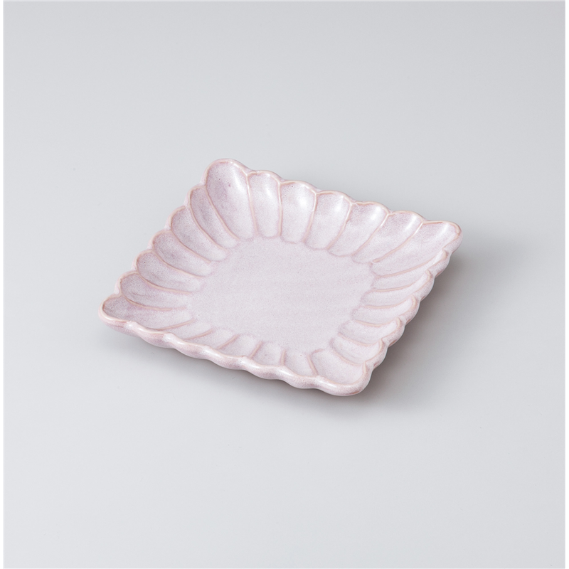 古林陶器 和皿(角) ピンクうのふ菊華角取皿 1020720251 1個（ご注文単位1個）【直送品】